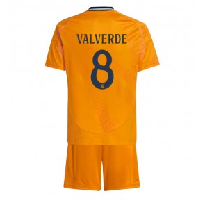 Real Madrid Federico Valverde #8 Borta Kläder Barn 2024-25 Kortärmad (+ Korta byxor)